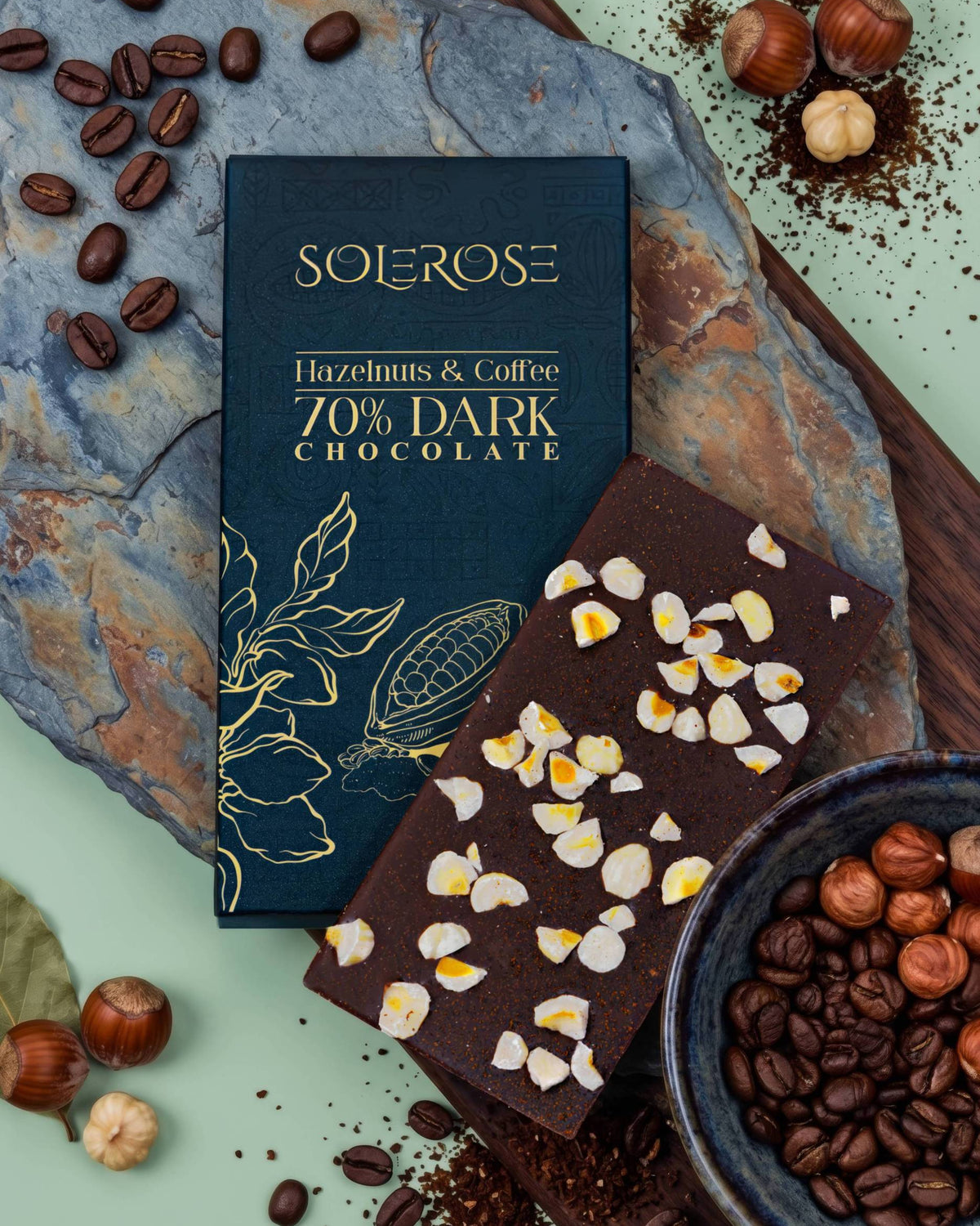 70% Dark Chocolate with Hazelnuts & Coffee
