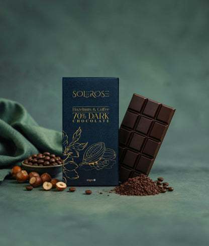 70% Dark Chocolate with Hazelnuts & Coffee